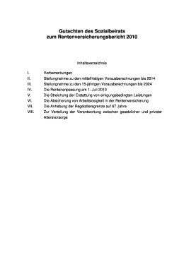 Gutachten des Sozialbeirats zum Rentenversicherungsbericht 2010