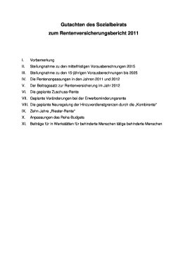 Gutachten des Sozialbeirats zum Rentenversicherungsbericht 2011