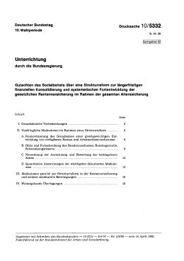Gutachten des Sozialbeirats über eine Strukturreform zur längerfristigen finanziellen Konsolidierung und systematischen Fortentwicklung der gesetzlichen Rentenversicherung im Rahmen der gesamten Alterssicherung
