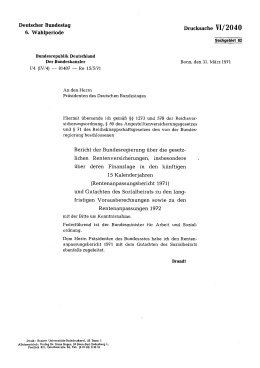 Rentenanpassungsbericht 1971 und Gutachten des Sozialbeirats zum Rentenanpassungsbericht 1971