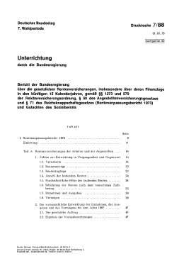 Rentenanpassungsbericht 1973 und Gutachten des Sozialbeirats zum Rentenanpassungsbericht 1973