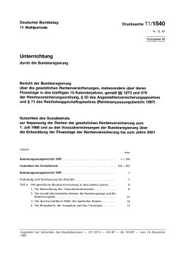 Rentenanpassungsbericht 1987 und Gutachten des Sozialbeirats zum Rentenanpassungsbericht 1987