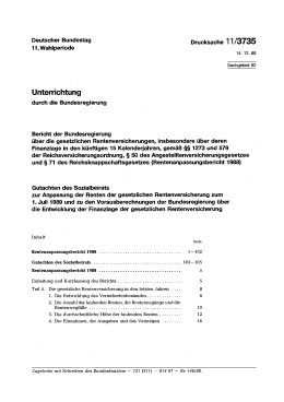 Rentenanpassungsbericht 1988 und Gutachten des Sozialbeirats zum Rentenanpassungsbericht 1988