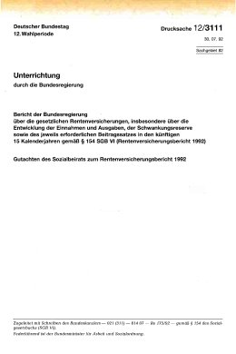 Rentenversicherungsbericht 1992 und Gutachten des Sozialbeirats zum Rentenversicherungsbericht 1992