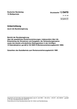 Rentenversicherungsbericht 1993 und Gutachten des Sozialbeirats zum Rentenversicherungsbericht 1993