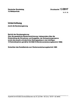 Rentenversicherungsbericht 1995 und Gutachten des Sozialbeirats zum Rentenversicherungsbericht 1995