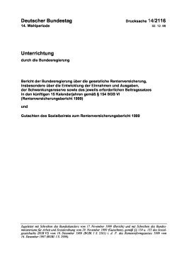 Rentenversicherungsbericht 1999 und Gutachten des Sozialbeirats zum Rentenversicherungsbericht 1999