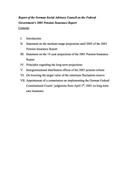 Report of the German Social Advisory Council on the Federal Government's 2001 Pension Insurance Report