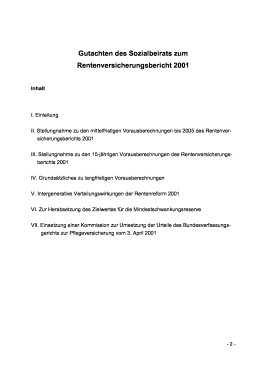 Gutachten des Sozialbeirats zum Rentenversicherungsbericht 2001
