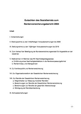 Gutachten des Sozialbeirats zum Rentenversicherungsbericht 2004