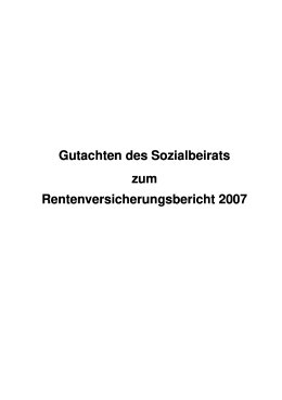 Gutachten des Sozialbeirats zum Rentenversicherungsbericht 2007