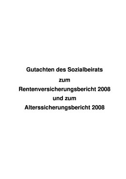 Gutachten des Sozialbeirats zum Rentenversicherungsbericht 2008