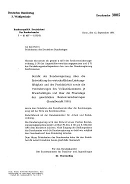 Sozialbericht 1961 und Gutachten des Sozialbeirats zum Sozialbericht 1961