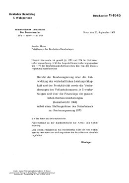 Sozialbericht 1969 und Stellungnahme des Sozialbeirats zum Sozialbericht 1969